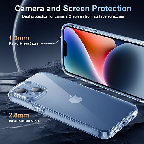 iCatchy for iPhone 14 Case 6.1" - Anti Yellowing Protective Slim Shockproof Bumper Designer Shock-Absorbing Phone Clear Cover (Clear)