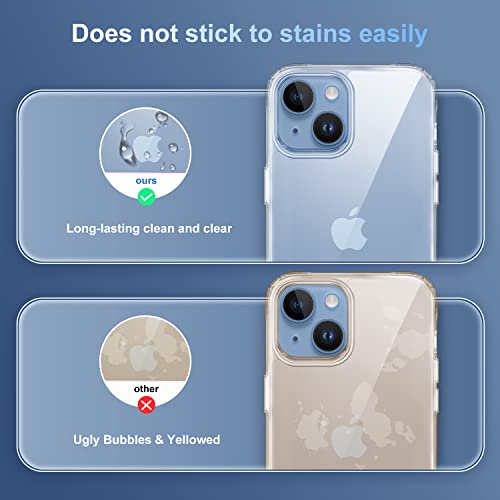 iCatchy for iPhone 14 Case 6.1" - Anti Yellowing Protective Slim Shockproof Bumper Designer Shock-Absorbing Phone Clear Cover (Clear)