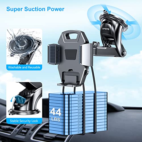 Beikell Car Phone Holder, Adjustable Car Phone Mount Cradle 360° Rotation - Phone Holder for Car with One Button Release and Strong Sticky Gel Pad for Mobile Phones from 4.7 to 6.7 inches