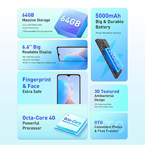 Infinix Smart 7 HD, 2+64GB, Ink Black, Sim Free Unlocked Smartphone, 6.6” Display, 5000mAh Big Battery, Octa-Core 4G Processor, Fingerprint & Face Unlock + 2 Year Warranty