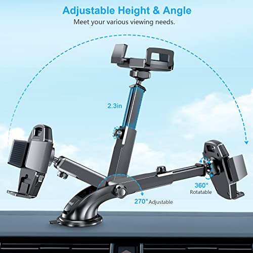 Beikell Car Phone Holder, Adjustable Car Phone Mount Cradle 360° Rotation - Phone Holder for Car with One Button Release and Strong Sticky Gel Pad for Mobile Phones from 4.7 to 6.7 inches