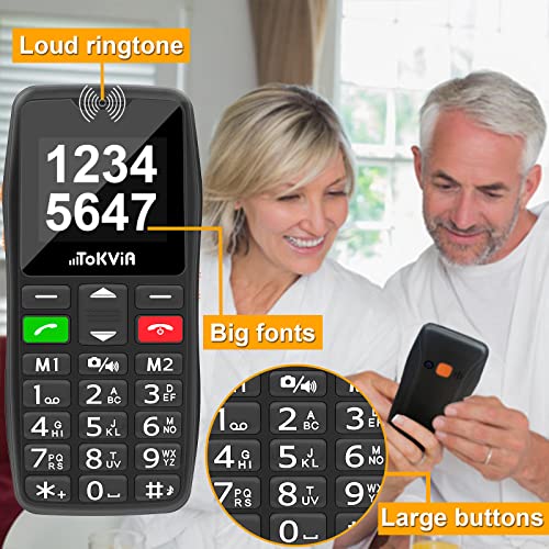 Mobile Phone for Elderly, Easy to Use Big Button Big Numbers Basic Cell Phone Unlocked Senior Mobile Phone with SOS Emergency Button Loud Volume USB-C Charging Dock T102