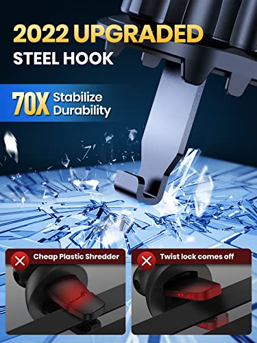 TOPK Car Phone Holder, [2023 Upgraded ] 2-IN-1 Phone Holder for Cars Military-Grade Suction & Hook Phone Mount for Dashboard & Air Vent Compatible with All Mobile Phones