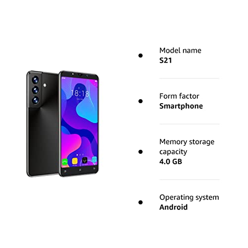 无 Basic and Little Android Phone, SIM Free Mobile Phones Unlocked, 4.5 inches IPS Display, 2000mAh Battery, Dual Cameras, 3G/2G Dual SIM Smartphone (S21-Black)