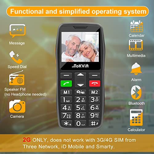 Mobile Phone for Elderly, Easy to Use Big Button Big Numbers Basic Cell Phone Unlocked Senior Mobile Phone with SOS Emergency Button Loud Volume USB-C Charging Dock T102
