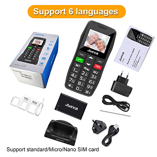 Mobile Phone for Elderly, Easy to Use Big Button Big Numbers Basic Cell Phone Unlocked Senior Mobile Phone with SOS Emergency Button Loud Volume USB-C Charging Dock T102