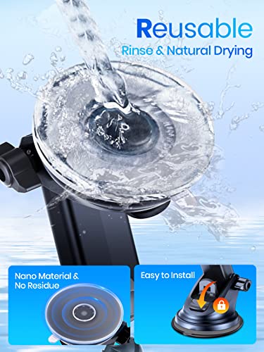 TOPK Car Phone Holder, [2023 Upgraded ] 2-IN-1 Phone Holder for Cars Military-Grade Suction & Hook Phone Mount for Dashboard & Air Vent Compatible with All Mobile Phones