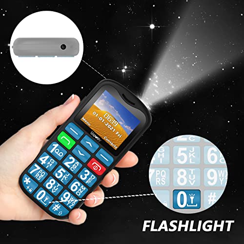 uleway Big Button Mobile Phone for Elderly, Easy to Use Basic Mobile Phone, SIM Free Unlocked Senior Mobile Phone With SOS Emergency Button, Large Volume, Flashlight, FM Radio (Blue)