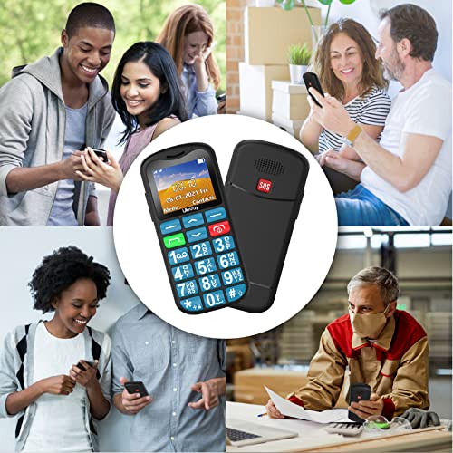 uleway Big Button Mobile Phone for Elderly, Easy to Use Basic Mobile Phone, SIM Free Unlocked Senior Mobile Phone With SOS Emergency Button, Large Volume, Flashlight, FM Radio (Blue)