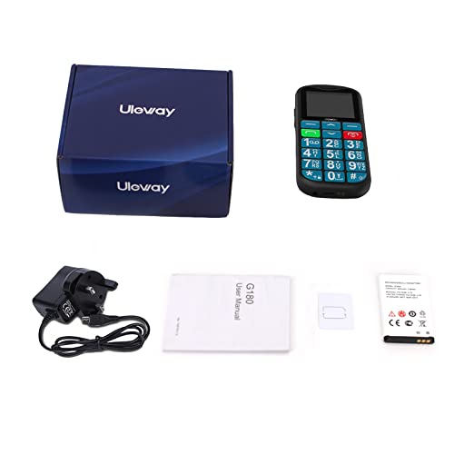 uleway Big Button Mobile Phone for Elderly, Easy to Use Basic Mobile Phone, SIM Free Unlocked Senior Mobile Phone With SOS Emergency Button, Large Volume, Flashlight, FM Radio (Blue)