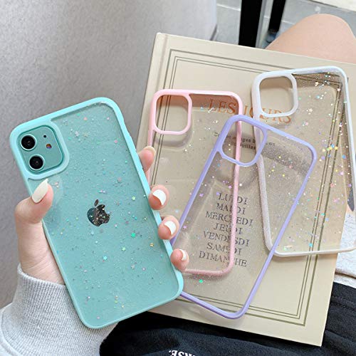 Ownest Compatible for iPhone 11 Case,Clear Sparkly Bling Star Glitter Design for Women Girls Soft TPU Shockproof Anti-scratch Protective Cases for iPhone 11-Mint Green