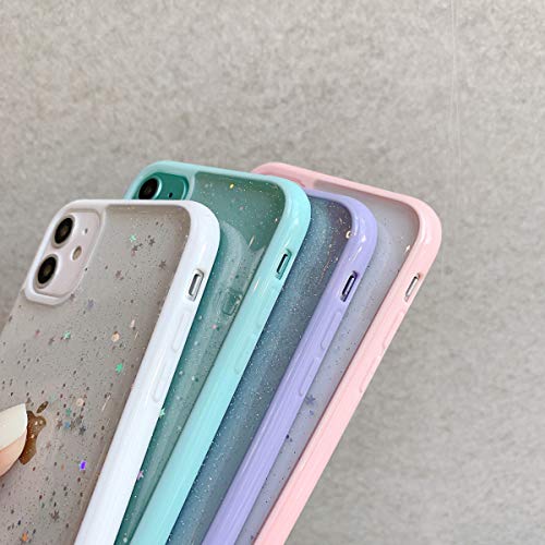 Ownest Compatible for iPhone 11 Case,Clear Sparkly Bling Star Glitter Design for Women Girls Soft TPU Shockproof Anti-scratch Protective Cases for iPhone 11-Mint Green
