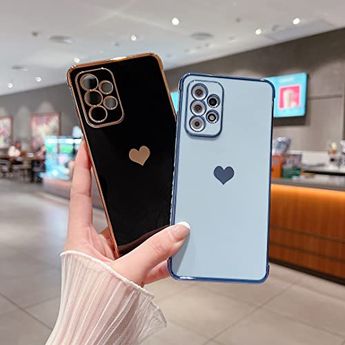 Compatible with Samsung Galaxy A13 4G Case,Love Heart Pattern Electroplated Design Soft TPU Shockproof Protective Phone Case Full Camera Lens Protection Cover for Samsung Galaxy A13 4G-Black