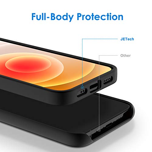 JETech Silicone Case for iPhone 12/12 Pro 6.1-Inch, Silky-Soft Touch Full-Body Protective Phone Case, Shockproof Cover with Microfiber Lining (Black)
