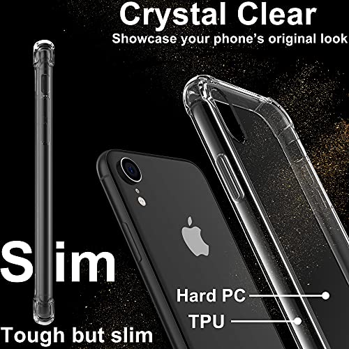 4youquality Case for iPhone XR with [2-Pack] Tempered Glass Screen Protectors, Advanced Air Cushion Drop Protection, Shockproof Transparent Clear Bumper Phone Case Cover, Anti-Scratch