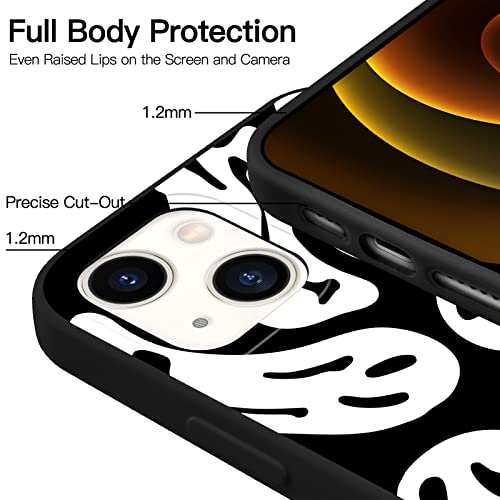YCCY Cute Funny Face Phone Case for iPhone 11,Black Liquid Silicone Girly Cases,Soft Gel Rubber Full-Body Protective Microfiber Lining Shockproof Black Cover