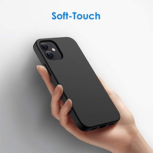 JETech Silicone Case for iPhone 12/12 Pro 6.1-Inch, Silky-Soft Touch Full-Body Protective Phone Case, Shockproof Cover with Microfiber Lining (Black)