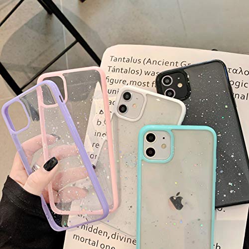 Ownest Compatible for iPhone 11 Case,Clear Sparkly Bling Star Glitter Design for Women Girls Soft TPU Shockproof Anti-scratch Protective Cases for iPhone 11-Mint Green