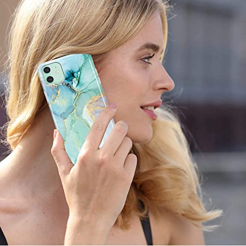luolnh iPhone 11 Marble Case,Brilliant Design Shockproof Flexible Soft Silicone Rubber TPU Bumper Cover Skin Case for iPhone 11 6.1 inch 2019 -Abstract Mint