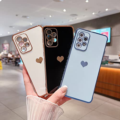 Compatible with Samsung Galaxy A13 4G Case,Love Heart Pattern Electroplated Design Soft TPU Shockproof Protective Phone Case Full Camera Lens Protection Cover for Samsung Galaxy A13 4G-Black