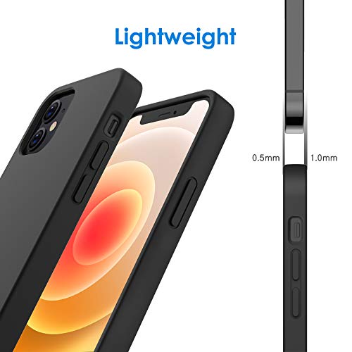JETech Silicone Case for iPhone 12/12 Pro 6.1-Inch, Silky-Soft Touch Full-Body Protective Phone Case, Shockproof Cover with Microfiber Lining (Black)