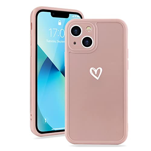 Micoden for iPhone 13 Phone Case Cute Girls Silicone Shockproof Protective Bumper Cases with Love Heart Pattern Design for iPhone 13 Pink