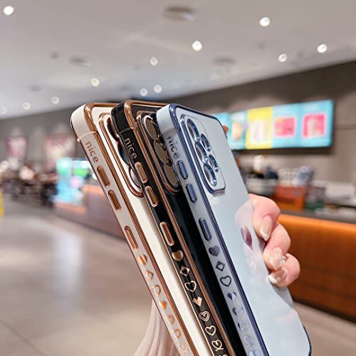 Compatible with Samsung Galaxy A13 4G Case,Love Heart Pattern Electroplated Design Soft TPU Shockproof Protective Phone Case Full Camera Lens Protection Cover for Samsung Galaxy A13 4G-Black