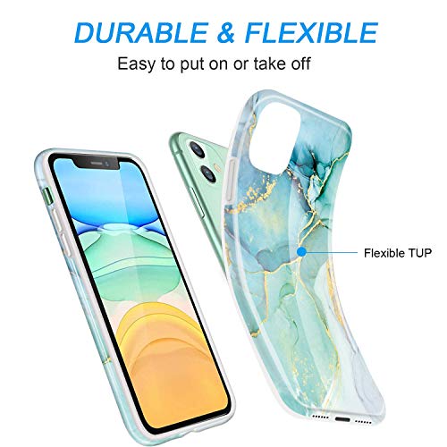 luolnh iPhone 11 Marble Case,Brilliant Design Shockproof Flexible Soft Silicone Rubber TPU Bumper Cover Skin Case for iPhone 11 6.1 inch 2019 -Abstract Mint