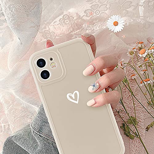 Micoden for iPhone 11 Cases Cute Girls Silicone Shockproof Protective Bumper Case with Love Heart Pattern Design for iPhone 11 White