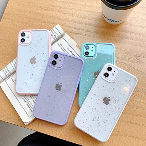 Ownest Compatible for iPhone 11 Case,Clear Sparkly Bling Star Glitter Design for Women Girls Soft TPU Shockproof Anti-scratch Protective Cases for iPhone 11-Mint Green