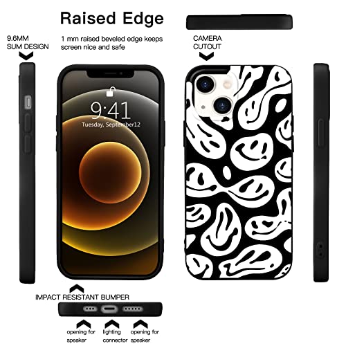 YCCY Cute Funny Face Phone Case for iPhone 11,Black Liquid Silicone Girly Cases,Soft Gel Rubber Full-Body Protective Microfiber Lining Shockproof Black Cover
