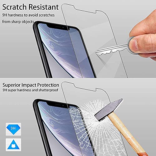 4youquality Case for iPhone XR with [2-Pack] Tempered Glass Screen Protectors, Advanced Air Cushion Drop Protection, Shockproof Transparent Clear Bumper Phone Case Cover, Anti-Scratch