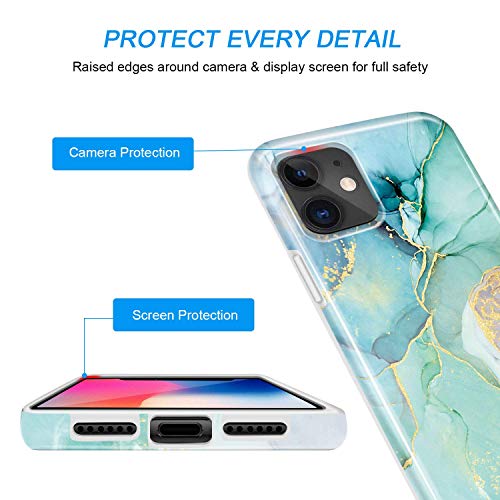 luolnh iPhone 11 Marble Case,Brilliant Design Shockproof Flexible Soft Silicone Rubber TPU Bumper Cover Skin Case for iPhone 11 6.1 inch 2019 -Abstract Mint