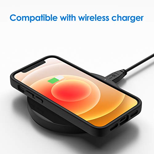 JETech Silicone Case for iPhone 12/12 Pro 6.1-Inch, Silky-Soft Touch Full-Body Protective Phone Case, Shockproof Cover with Microfiber Lining (Black)