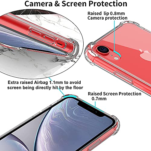 4youquality Case for iPhone XR with [2-Pack] Tempered Glass Screen Protectors, Advanced Air Cushion Drop Protection, Shockproof Transparent Clear Bumper Phone Case Cover, Anti-Scratch
