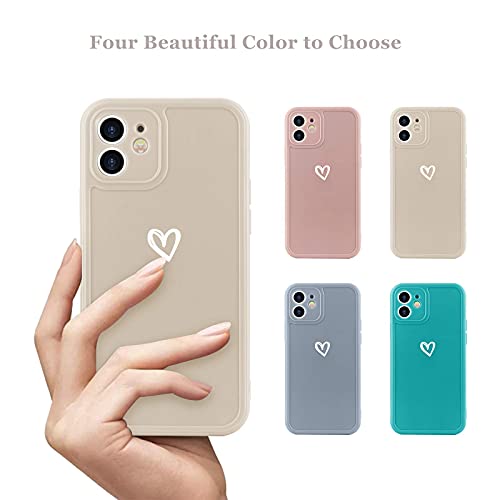 Micoden for iPhone 11 Cases Cute Girls Silicone Shockproof Protective Bumper Case with Love Heart Pattern Design for iPhone 11 White