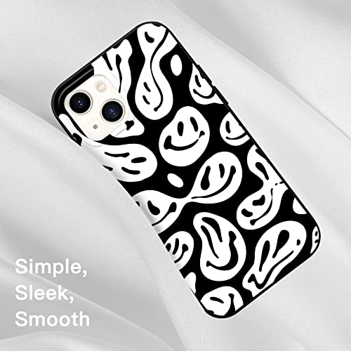 YCCY Cute Funny Face Phone Case for iPhone 11,Black Liquid Silicone Girly Cases,Soft Gel Rubber Full-Body Protective Microfiber Lining Shockproof Black Cover
