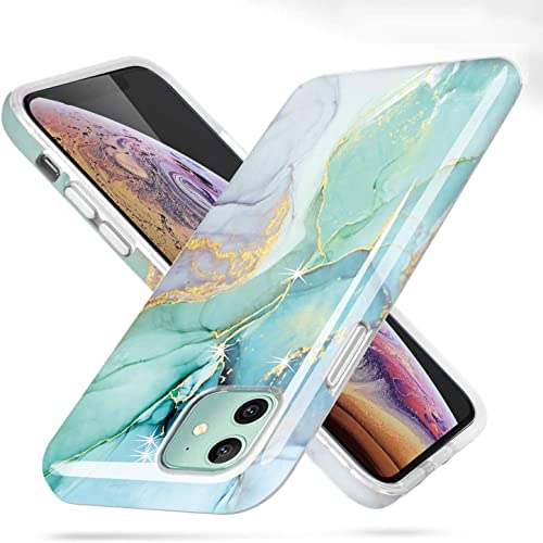 luolnh iPhone 11 Marble Case,Brilliant Design Shockproof Flexible Soft Silicone Rubber TPU Bumper Cover Skin Case for iPhone 11 6.1 inch 2019 -Abstract Mint