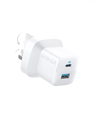 Anker USB C Plug, 323 Charger (33W), 2-Port Compact USB C Charger with Foldable Plug for iPhone 14/14 Pro Max/13/12, Pixel, Galaxy, iPad/iPad Mini, and More (Cable Not Included) - White