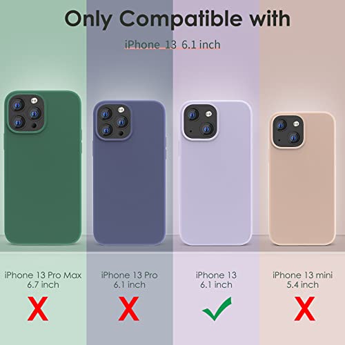 OIIAEE Silicone Case Designed for iPhone 13 Case, Ultra Slim Shockproof Protective Liquid Silicone Phone Case with Soft Anti-Scratch Microfiber Lining, 6.1 inch, Sand Pink