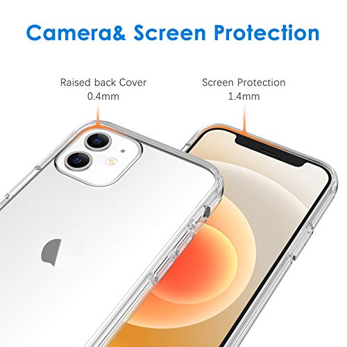 JETech Case for iPhone 12/12 Pro 6.1-Inch, Non-Yellowing Shockproof Phone Bumper Cover, Anti-Scratch Clear Back (Clear)
