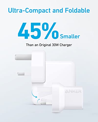 Anker USB C Plug, 323 Charger (33W), 2-Port Compact USB C Charger with Foldable Plug for iPhone 14/14 Pro Max/13/12, Pixel, Galaxy, iPad/iPad Mini, and More (Cable Not Included) - White