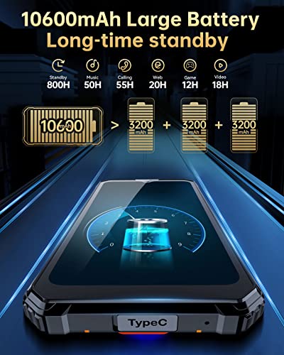 OUKITEL WP23 Android 13 rugged smartphone 10600mAh mobile phone 6,517 inch HD+ 4GB(7GB)+64GB 1TB extention rugged outdoor phone 13MP+5MP Camera,4G Dual SIM,IP68/NFC/OTG/GPS/Face ID