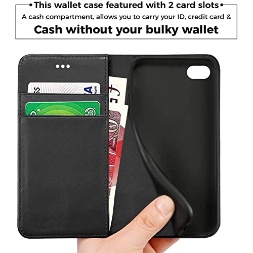 DN-Technology iPhone SE 2022 Case, iPhone SE 2020 Case/iPhone 7 Case/iPhone 8 Case Flip Leather Wallet Book Stand Folio Card Holder Phone Cover For iPhone SE (3rd Gen 2022) iPHONE SE 3 5G (BLACK)