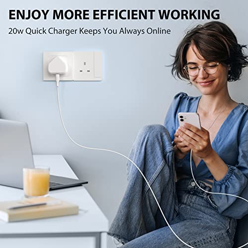 USB C Plug for iPhone 14/14 pro/14 Max/14 Pro Max, 13/13 Mini/13 Pro/13 Pro Max, 12 11, SE 2020, iPad Pro/Air/Mini, AirPods Pro, 20W USBC Adapter Fast Type C Charger UK