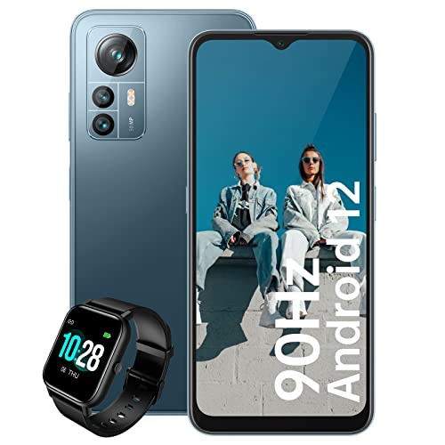 Blackview Mobile Phones, A85 14GB+128GB/1TB(2023), 90Hz 6.5'' HD+ Android Phones, 50MP+8MP AI Dual Camera, 2.0Ghz Processor, Android 12, 4480mAh 18W Fast Charge 4G Dual Sim Free Unlocked, NFC - Blue