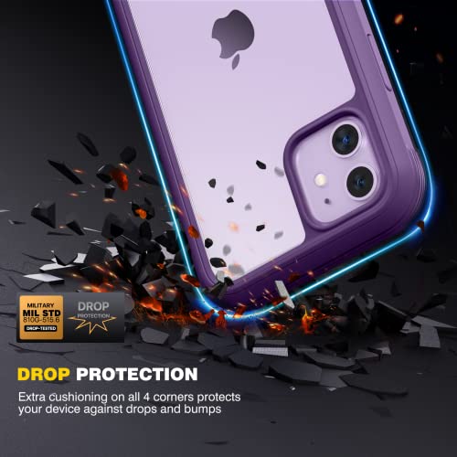 Diaclara iPhone 11 Case, 360° Full Body with Built-in Screen Protector Touch Sensitive, Shockproof Soft TPU Bumper Phone Case Clear Designed for iPhone 11 6.1" - Purple