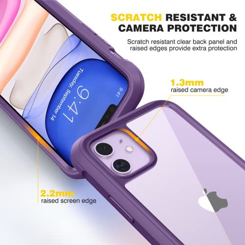 Diaclara iPhone 11 Case, 360° Full Body with Built-in Screen Protector Touch Sensitive, Shockproof Soft TPU Bumper Phone Case Clear Designed for iPhone 11 6.1" - Purple