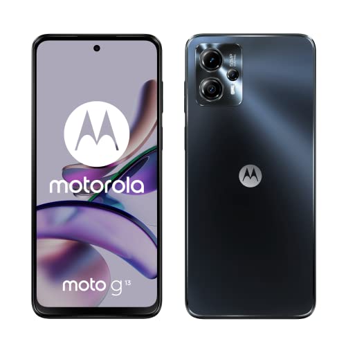 Motorolo moto (g13 6.5 Inch 90 Hz HD+ Display, 50 MP Quad Pixel Camera, Dolby Atmos Stereo Speakers, 5000 mAh Battery, TurboPower Charging, 4/128 GB, Dual SIM), Matte Charcoal