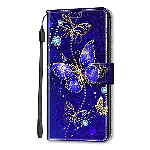 Dfjhure For Samsung A14 Case Leather Flip Wallet Phone Case Cover Silicone Shockproof Bumper Cover with Card Slots Phone Case For Samsung Galaxy A14 4G/5G- Butterfly